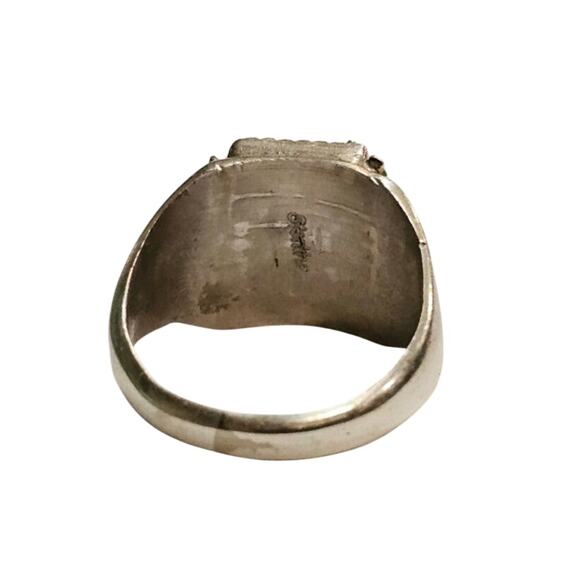 Vintage Navajo Diné Sterling Silver Onyx Ring Men's Southwestern Jewelry - Picture 3 of 4